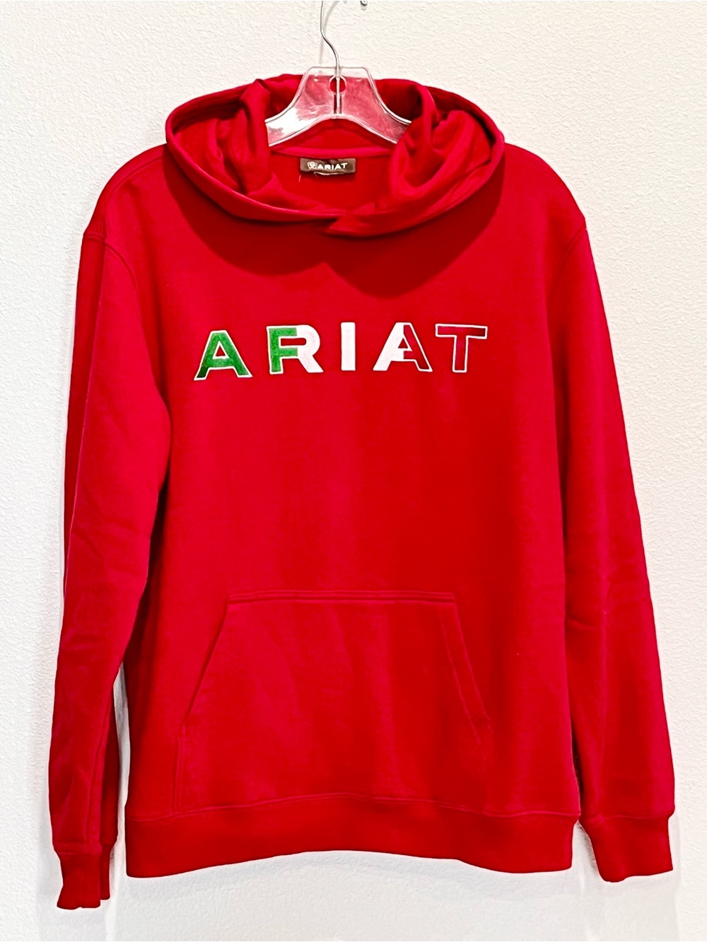 Ariat Mexico Flag Bold Graphic Pullover Fleece Hoodie Red Size Small EPOC